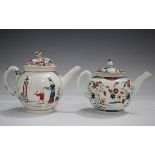 A Worcester teapot and cover, circa 1775, painted with gilt enriched Imari floral decoration to
