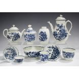 A mixed group of Worcester and Caughley blue printed Fence pattern wares, circa 1770-80,