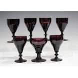 An assorted group of amethyst coloured glass, 19th century and later, including a set of six wines