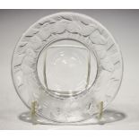 A small Lalique frosted and clear glass Irene pattern circular dish, 20th century, the rim moulded