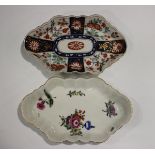 A Worcester spoon tray, circa 1775-80, of lobed hexagonal shape, painted with a floral bouquet and