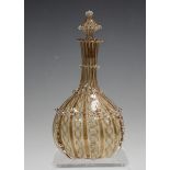 A Murano glass decanter bottle and stopper by Salviati & Cie, early 20th century, the pear shaped