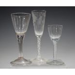 A soda wine glass, late 18th century, the drawn trumpet bowl raised on a plain teared stem and