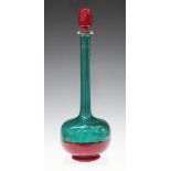 A Venini Morandiane series bottle and stopper, circa 1949, designed by Gio Ponti, the Incalmo