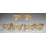 A set of six St Louis Crystal Congress pattern finger bowls, etched and gilt with floral and foliate