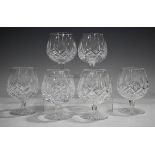 A set of six Waterford Lismore brandy glasses, height 13cm.Buyer’s Premium 29.4% (including VAT @