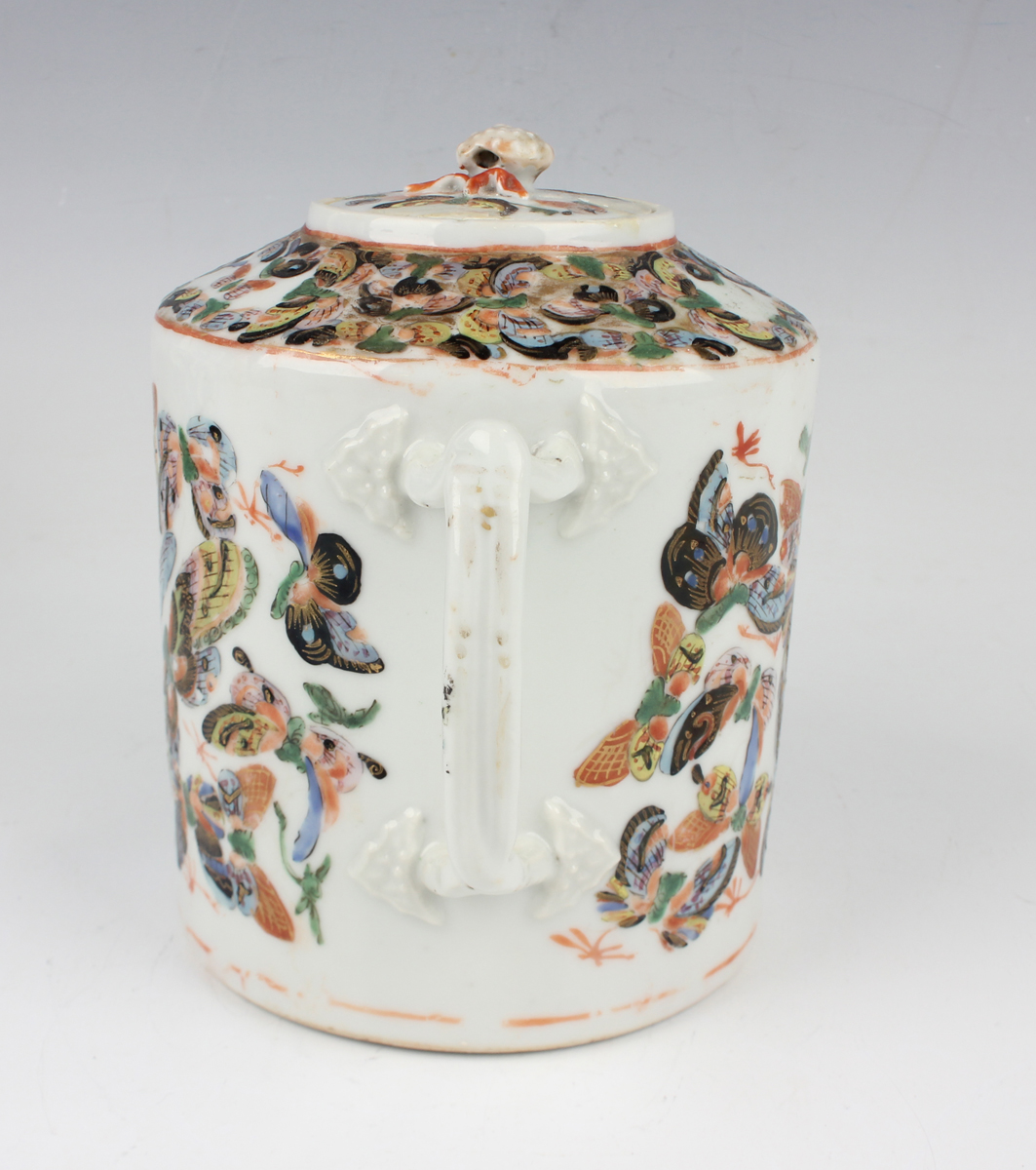 A Chinese Canton export porcelain teapot, 19th century, painted and gilt with butterflies, height - Image 20 of 23