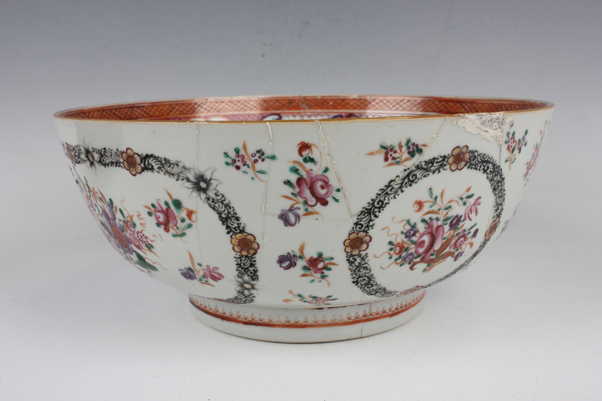 A Chinese porcelain punch bowl, late 19th century, of steep-sided circular form, the exterior - Image 27 of 51
