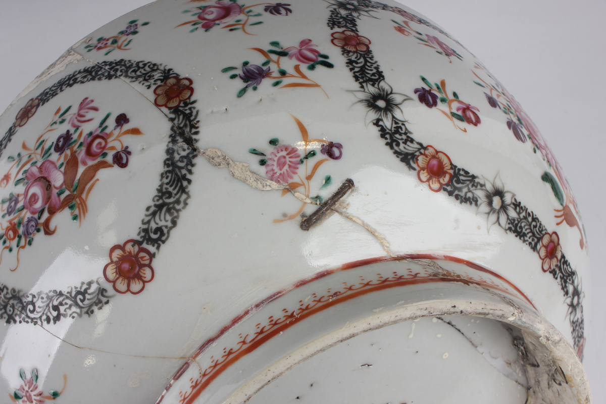 A Chinese porcelain punch bowl, late 19th century, of steep-sided circular form, the exterior - Image 13 of 51