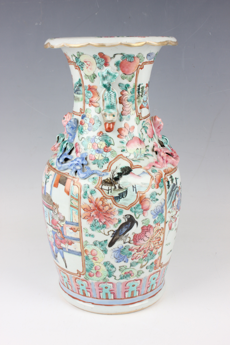 A Chinese Canton famille rose porcelain vase, mid to late 19th century, of shouldered baluster form, - Image 26 of 26