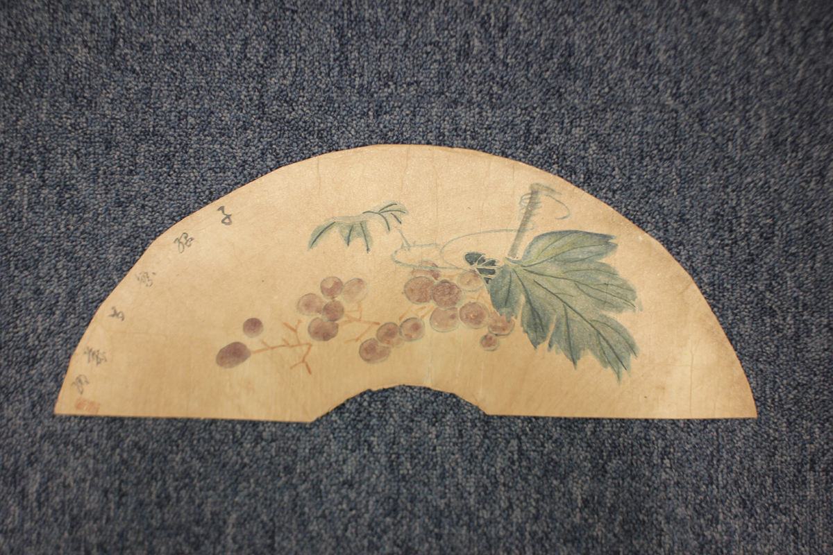 A Chinese watercolour painting on paper fan panel, early 20th century, painted with two geese and - Image 25 of 31