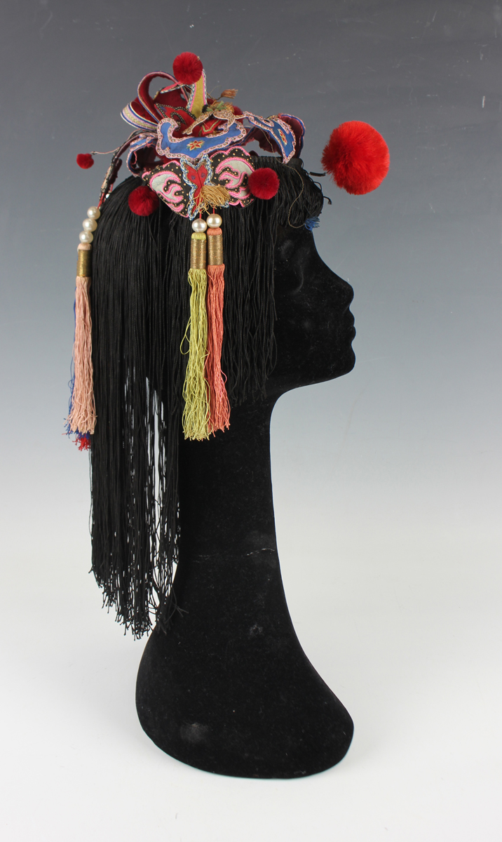 A Chinese silk embroidered child's festival hat, early 20th century, probably Yunnan Province, - Image 10 of 11