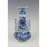 A Chinese blue and white export porcelain vase, Kangxi period, of Venetian glass shape, the flared