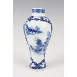 A Chinese blue and white export porcelain vase, Qianlong period, of baluster form, painted with