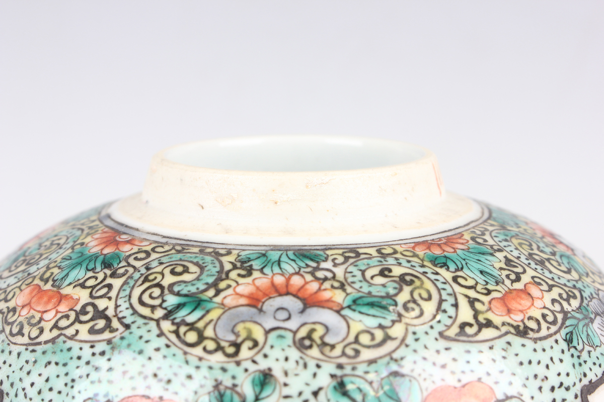 A Chinese famille verte porcelain ginger jar and cover, late 19th century, painted with opposing - Image 35 of 39
