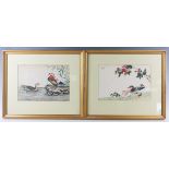 A pair of Chinese export watercolours on rice paper, mid to late 19th century, each painted with a