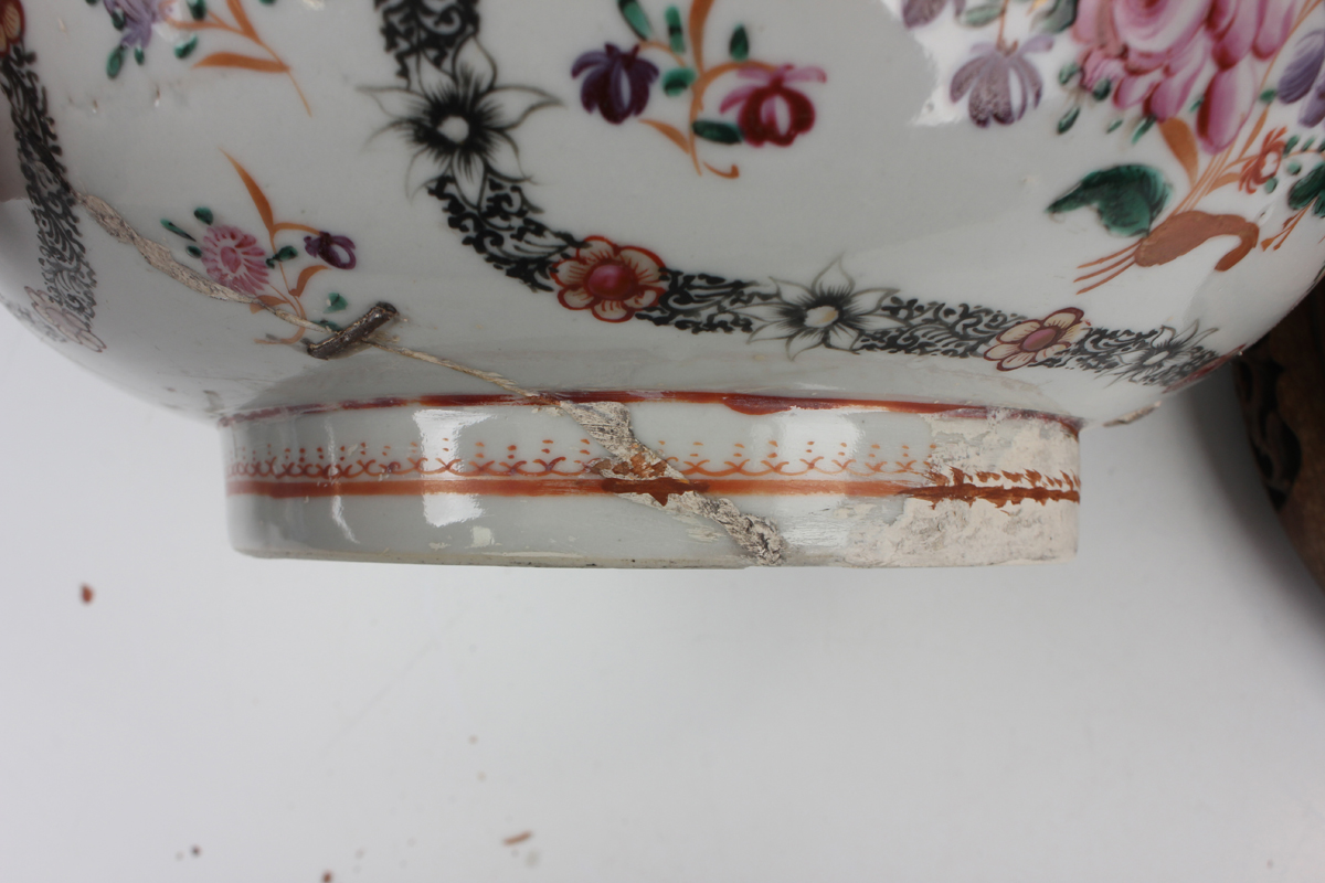 A Chinese porcelain punch bowl, late 19th century, of steep-sided circular form, the exterior - Image 7 of 51