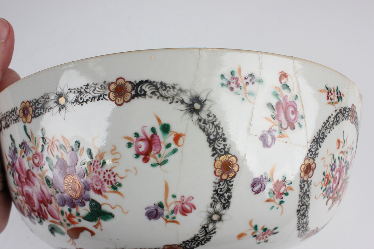 A Chinese porcelain punch bowl, late 19th century, of steep-sided circular form, the exterior - Image 9 of 51