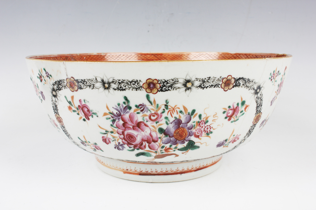 A Chinese porcelain punch bowl, late 19th century, of steep-sided circular form, the exterior - Image 28 of 51