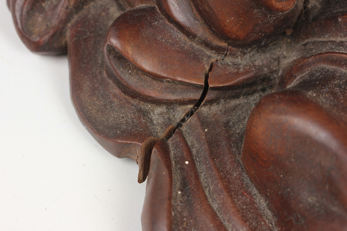 A Chinese hardwood figure of an elderly gentleman, early 20th century, modelled in a seated pose, - Image 8 of 15