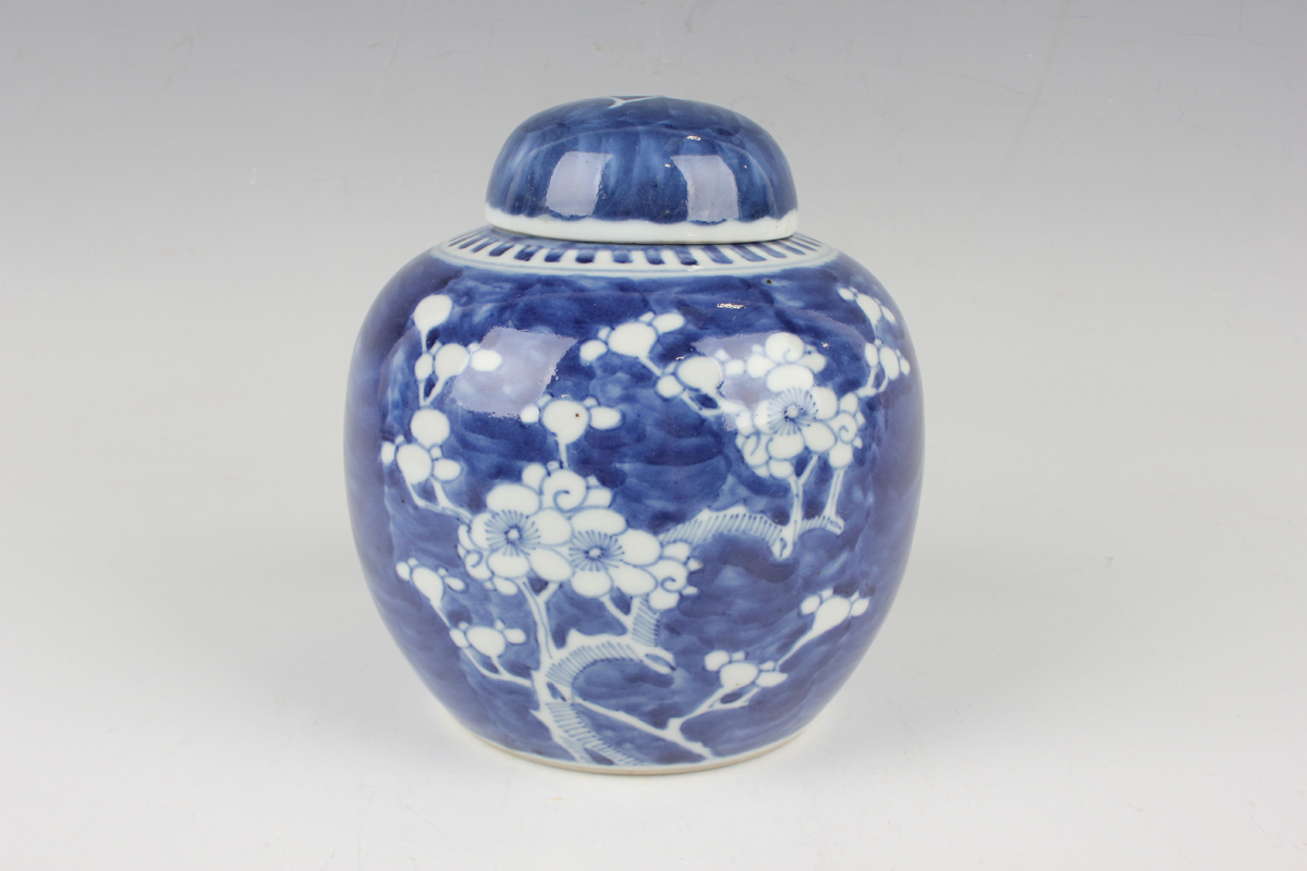 A Chinese blue and white porcelain baluster jar and cover, mark of Kangxi but late 19th century, - Image 11 of 49