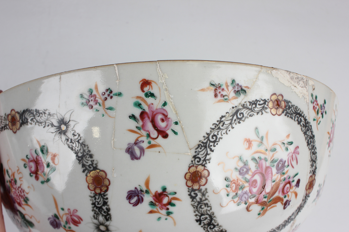 A Chinese porcelain punch bowl, late 19th century, of steep-sided circular form, the exterior - Image 11 of 51