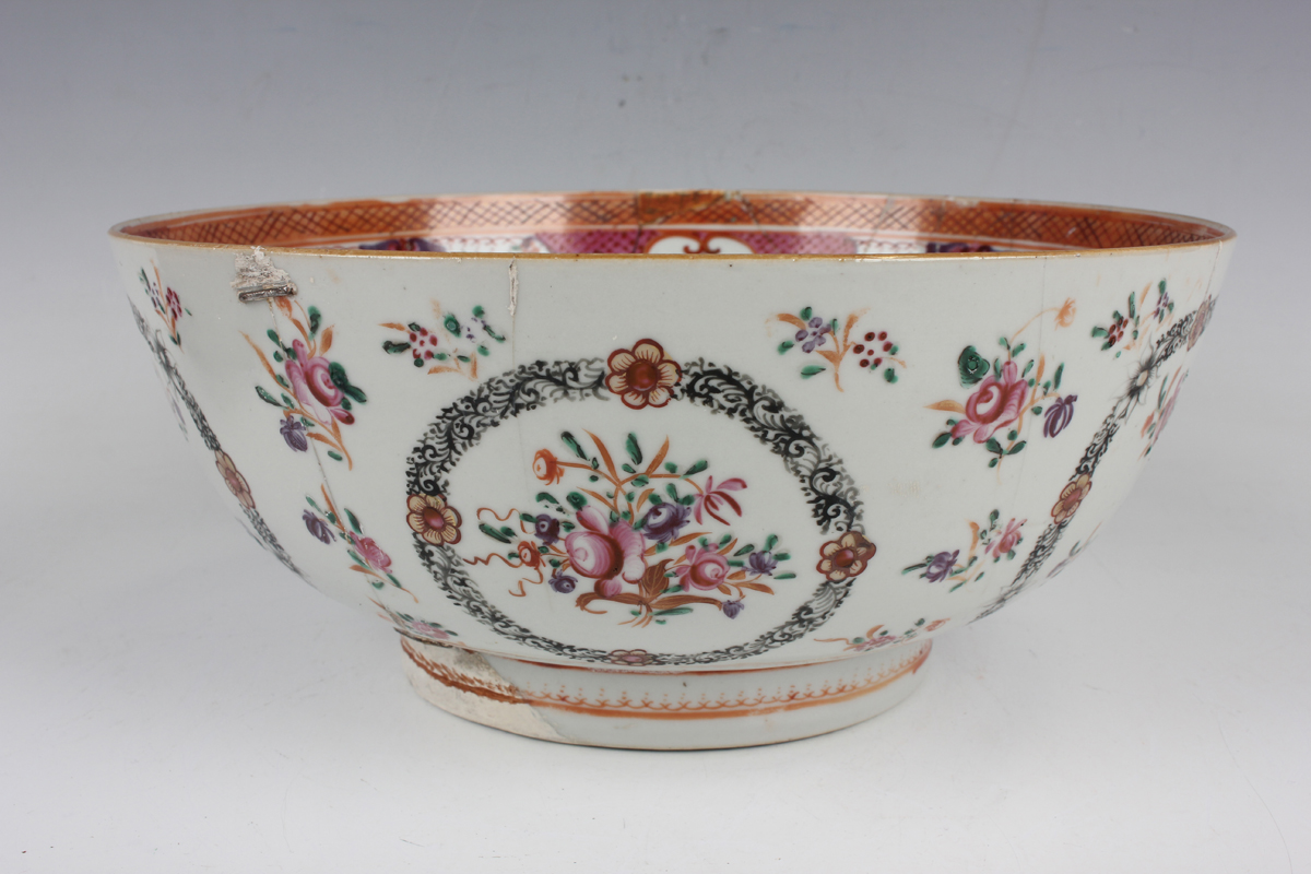 A Chinese porcelain punch bowl, late 19th century, of steep-sided circular form, the exterior - Image 22 of 51