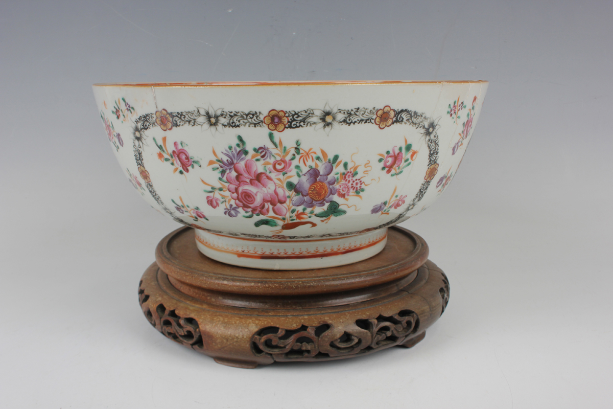 A Chinese porcelain punch bowl, late 19th century, of steep-sided circular form, the exterior - Image 29 of 51