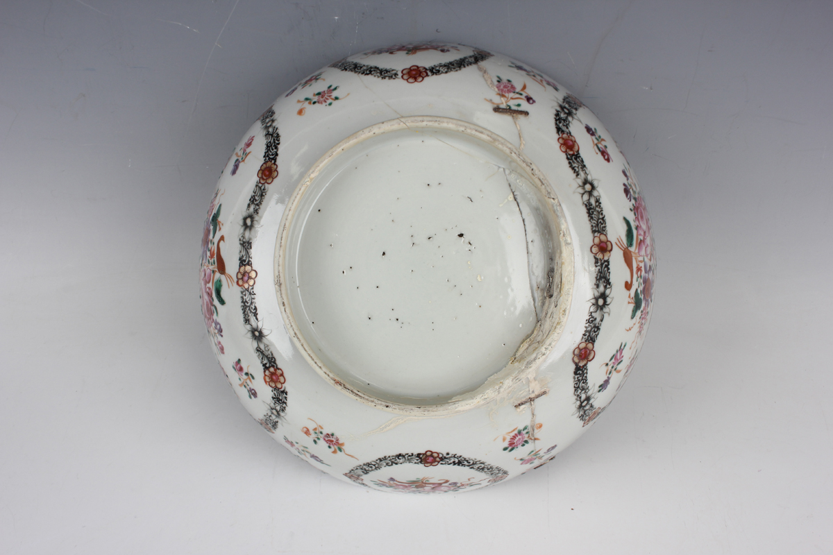 A Chinese porcelain punch bowl, late 19th century, of steep-sided circular form, the exterior - Image 16 of 51