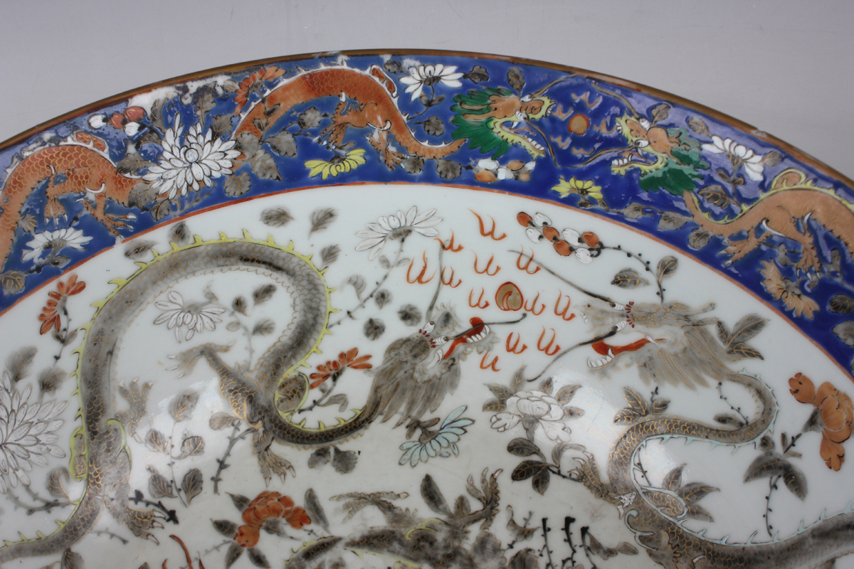 A Chinese porcelain punch bowl, late 19th century, of steep-sided circular form, the exterior - Image 42 of 51