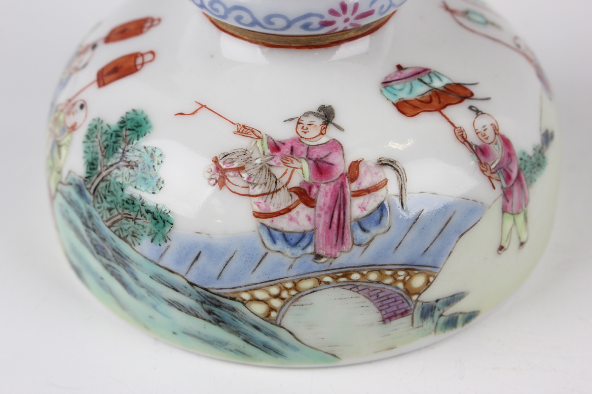 A Chinese famille rose porcelain brushwasher, probably 20th century, the ovoid cup and domed base - Image 13 of 16