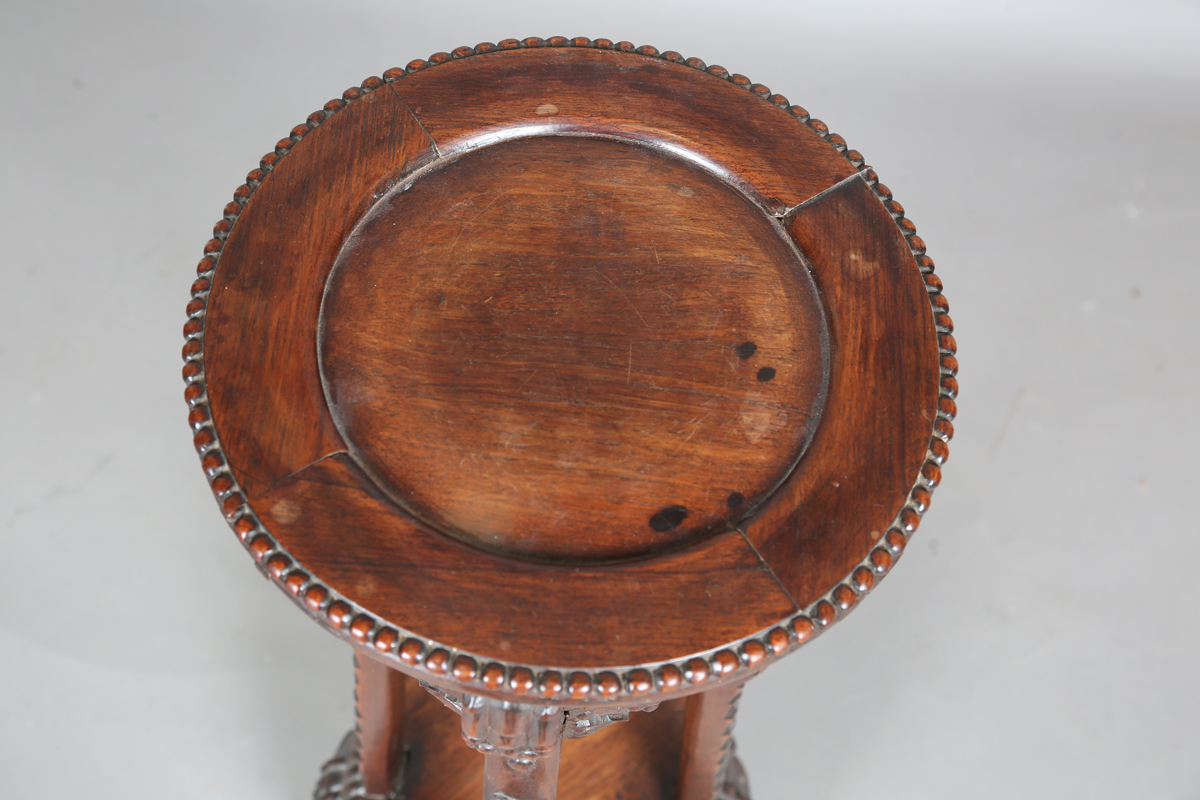 A Chinese hardwood jardinière stand, early 20th century, the circular top with beaded border above a - Image 22 of 22