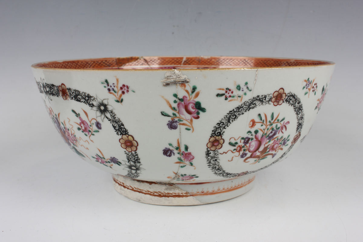 A Chinese porcelain punch bowl, late 19th century, of steep-sided circular form, the exterior - Image 23 of 51