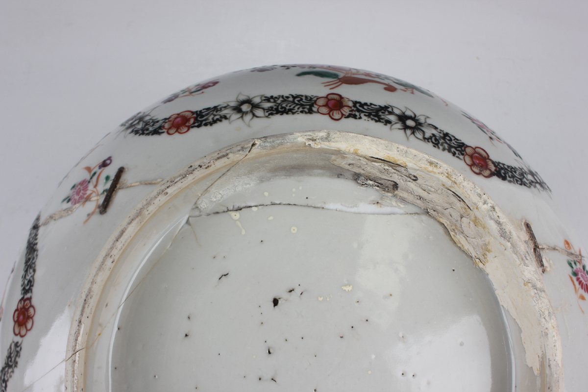 A Chinese porcelain punch bowl, late 19th century, of steep-sided circular form, the exterior - Image 15 of 51