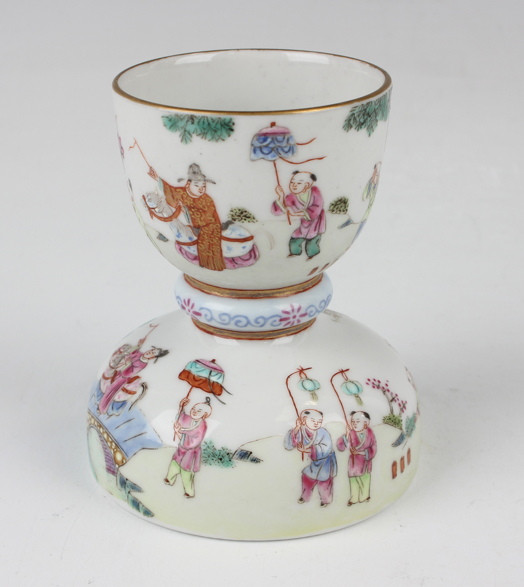 A Chinese famille rose porcelain brushwasher, probably 20th century, the ovoid cup and domed base - Image 16 of 16
