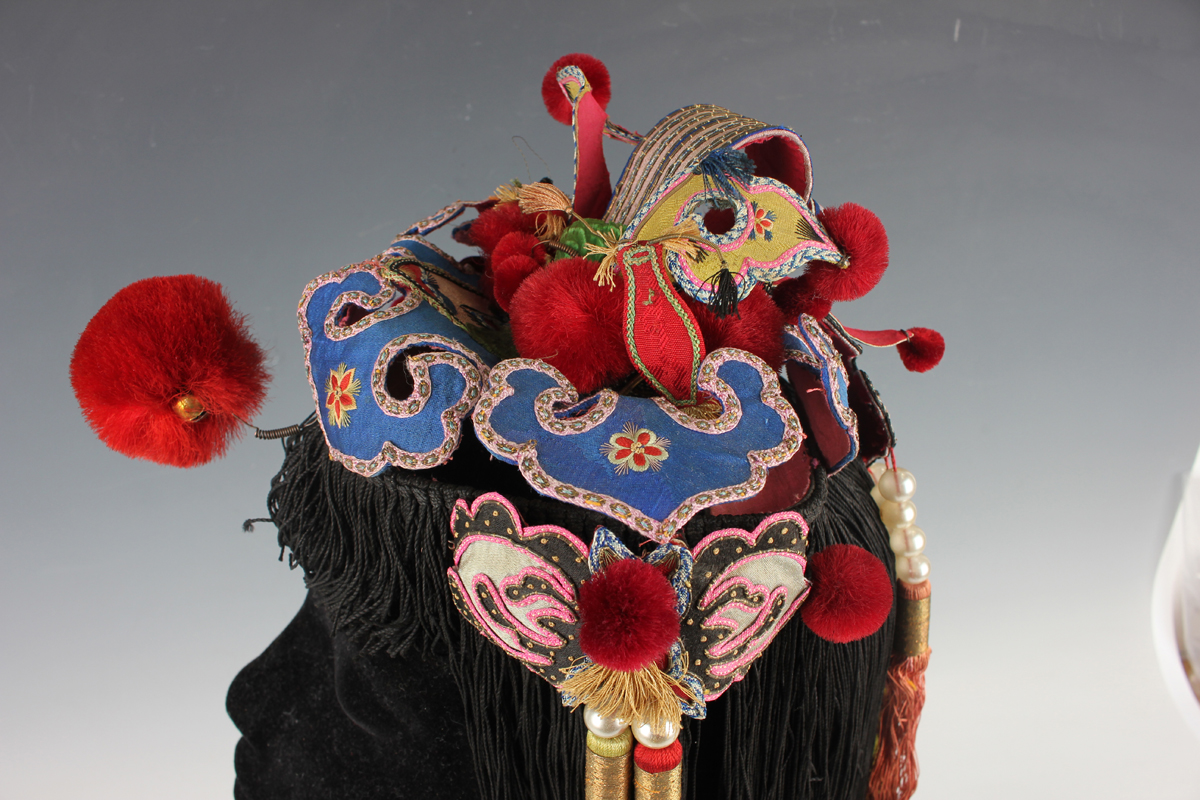 A Chinese silk embroidered child's festival hat, early 20th century, probably Yunnan Province, - Image 8 of 11