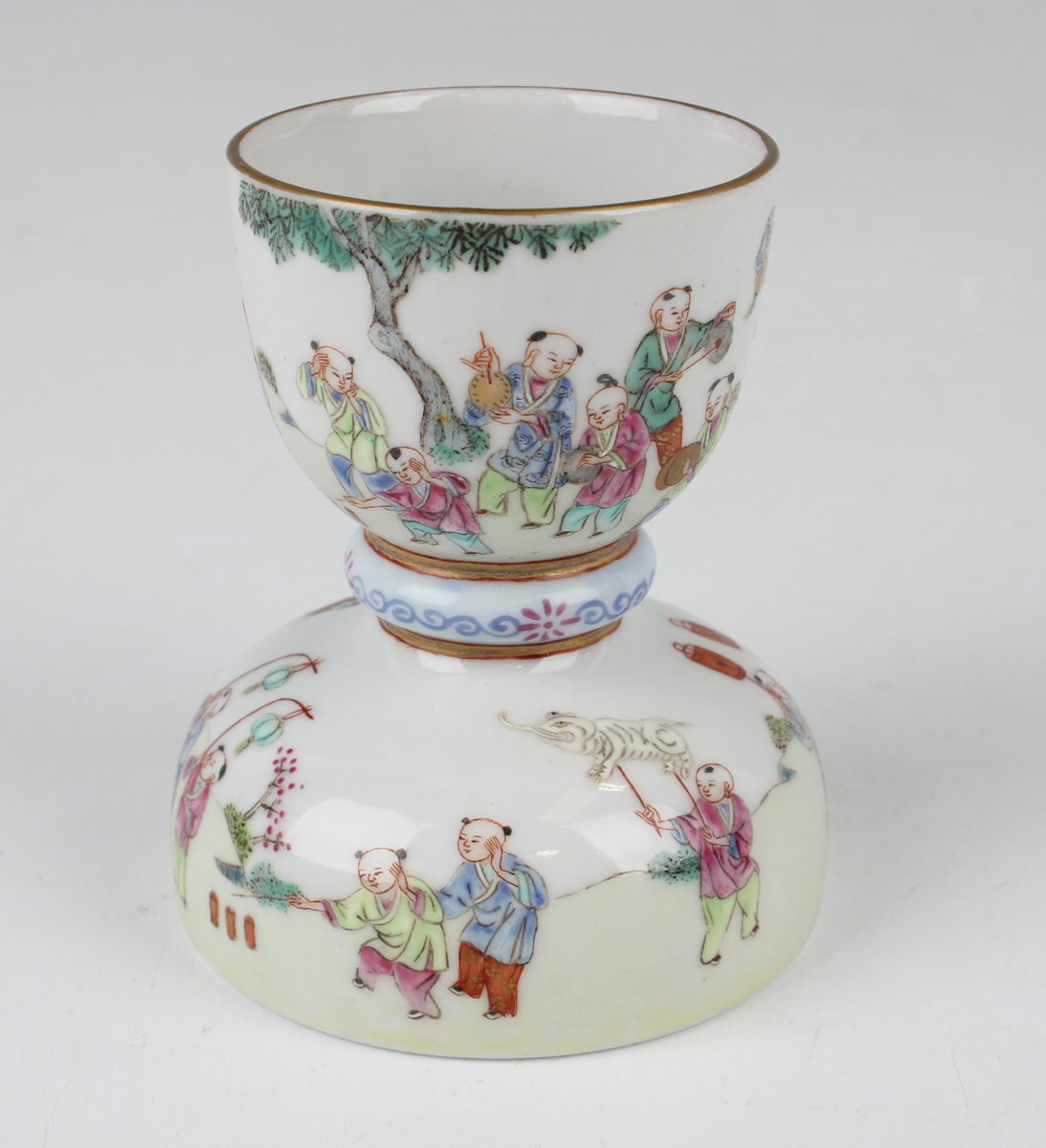 A Chinese famille rose porcelain brushwasher, probably 20th century, the ovoid cup and domed base - Image 15 of 16
