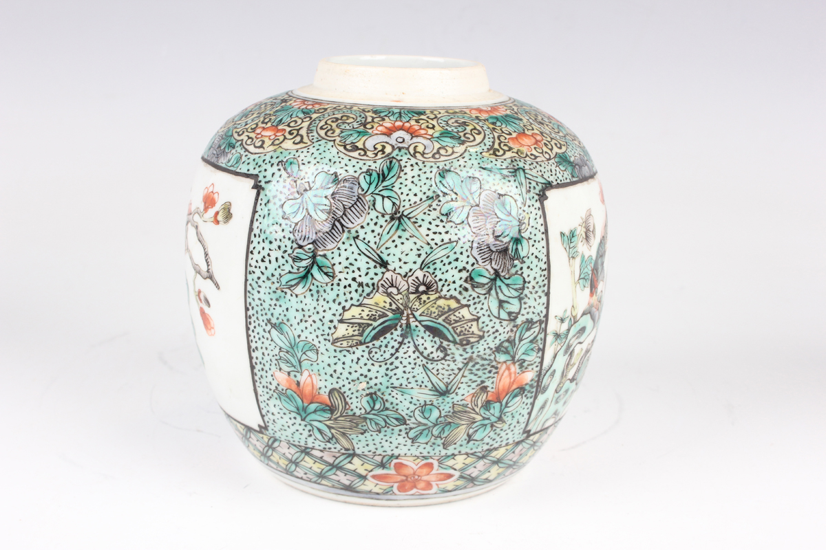 A Chinese famille verte porcelain ginger jar and cover, late 19th century, painted with opposing - Image 30 of 39