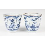 A pair of Chinese blue and white export porcelain beakers, Kangxi period, each of 'U' form,