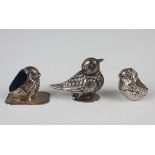 An Edwardian silver novelty pin cushion in the form of a chick emerging from an egg, Chester 1906 by