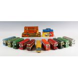 A small collection of Dinky Toys vehicles, including No. 136 Vauxhall Viva, No. 291 Atlantean bus,