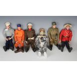 Ten early-type Palitoy Action Man figures, comprising military policeman, sailor, two astronauts,