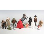 A large collection of plastic figures, including Crescent Second World War soldiers, knights,