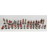 A collection of lead figures, including Timpo Knights of the Round Table and Britains cowboys (