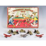 A Tootsietoy No. 5061 Aerial Defense set, comprising two high-wing pursuit planes, pursuit