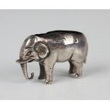 An Edwardian silver novelty pin cushion in the form of an elephant, Birmingham 1905 by Cornelius