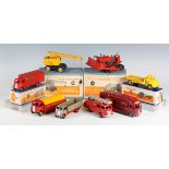 Eight Dinky Toys and Supertoys vehicles, comprising No. 514 Guy Van 'Slumberland', No. 533 Leyland