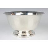 An American The Stieff Company sterling circular bowl of tapering form on a circular stepped foot,