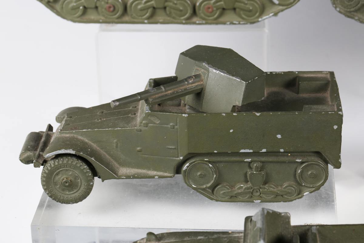 Seven diecast Second World War military vehicles, including Sherman tank, armoured car half-track, - Image 11 of 14