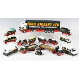 A good collection of Corgi and other diecast Eddie Stobbart vehicles, including Corgi ERT KV eight